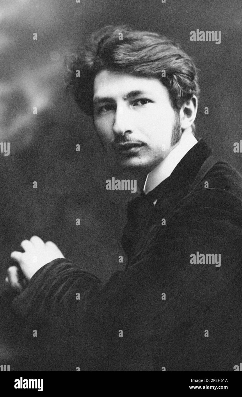 Porträt des Dichters Sergei Mitrofanowitsch Gorodetsky (1884-1967), 1910er. Private Sammlung. Stockfoto