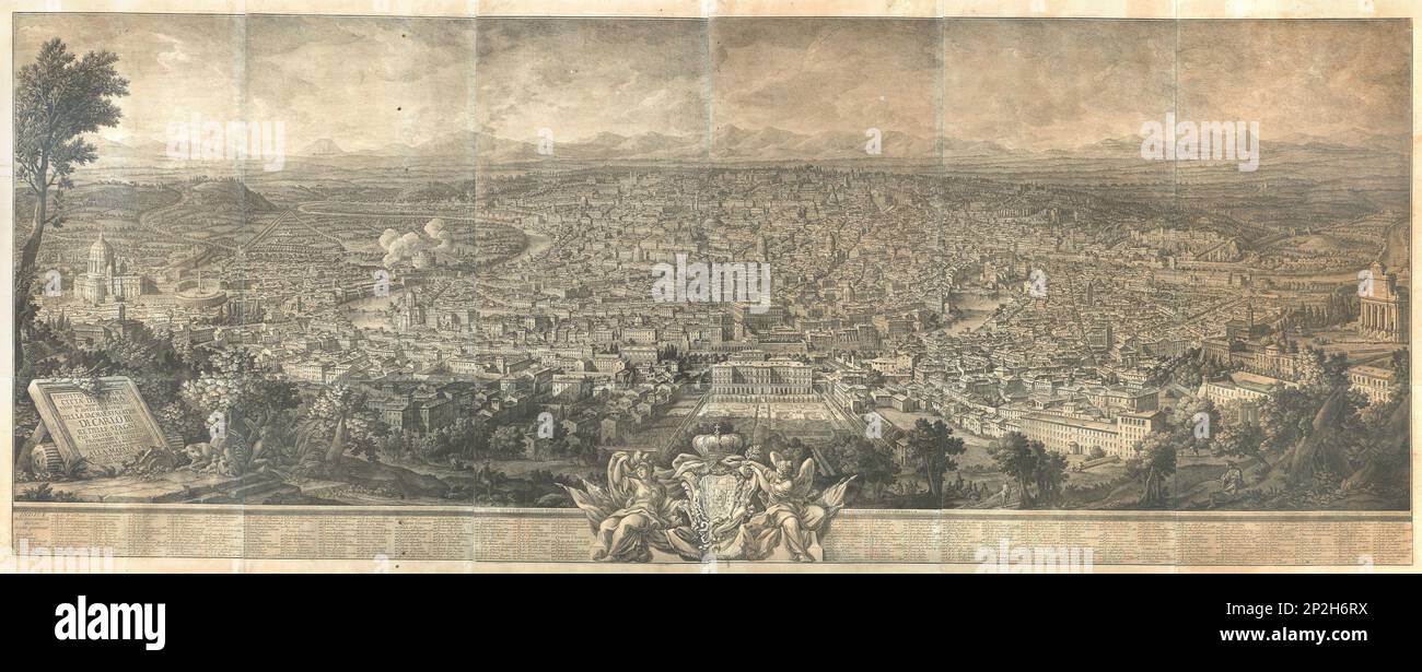 Prospetto dell'Alma Citt&#XE0; di Roma visto dal Monte Gianciolo, c. 1750. Private Sammlung. Stockfoto