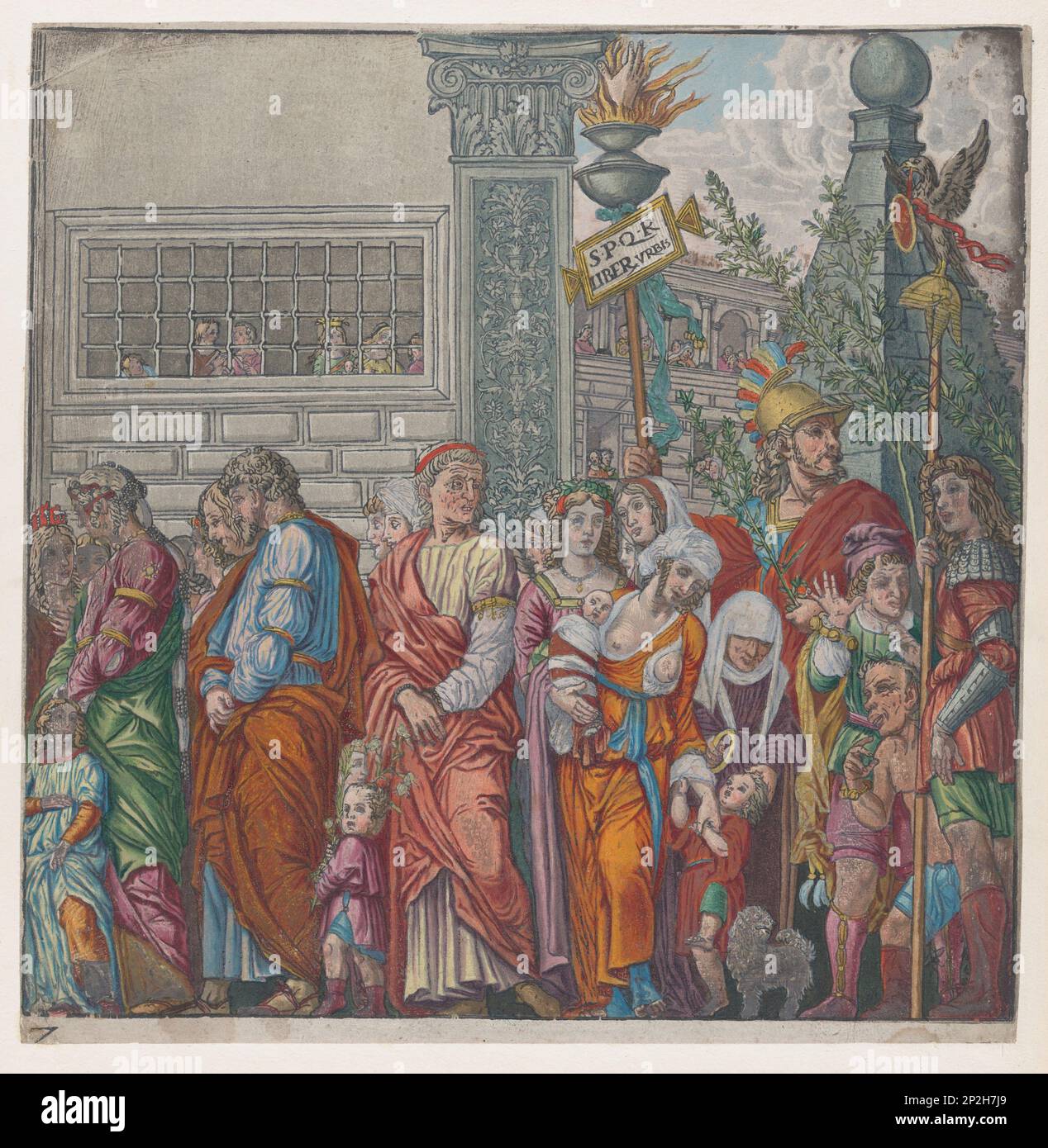 Blatt 7: Prozession aus dem Triumph von Julius Cäsar, 1599. Private Sammlung. Stockfoto