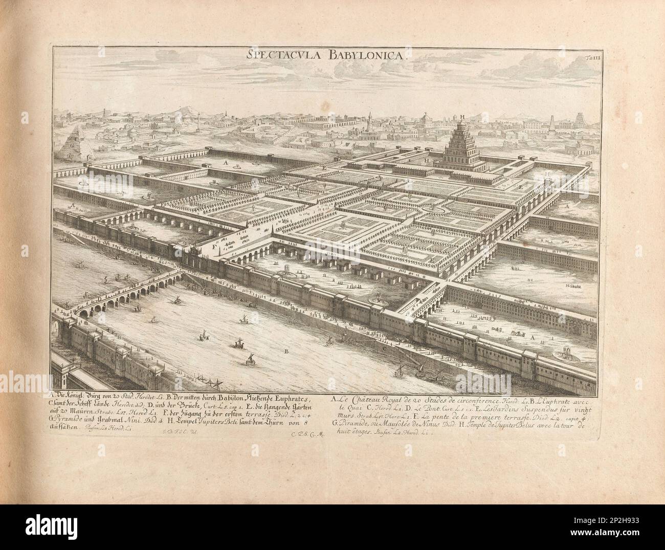 Das Alte Babylon. Aus "Entwurff einer Historischen Architektur", 1725. Private Sammlung. Stockfoto