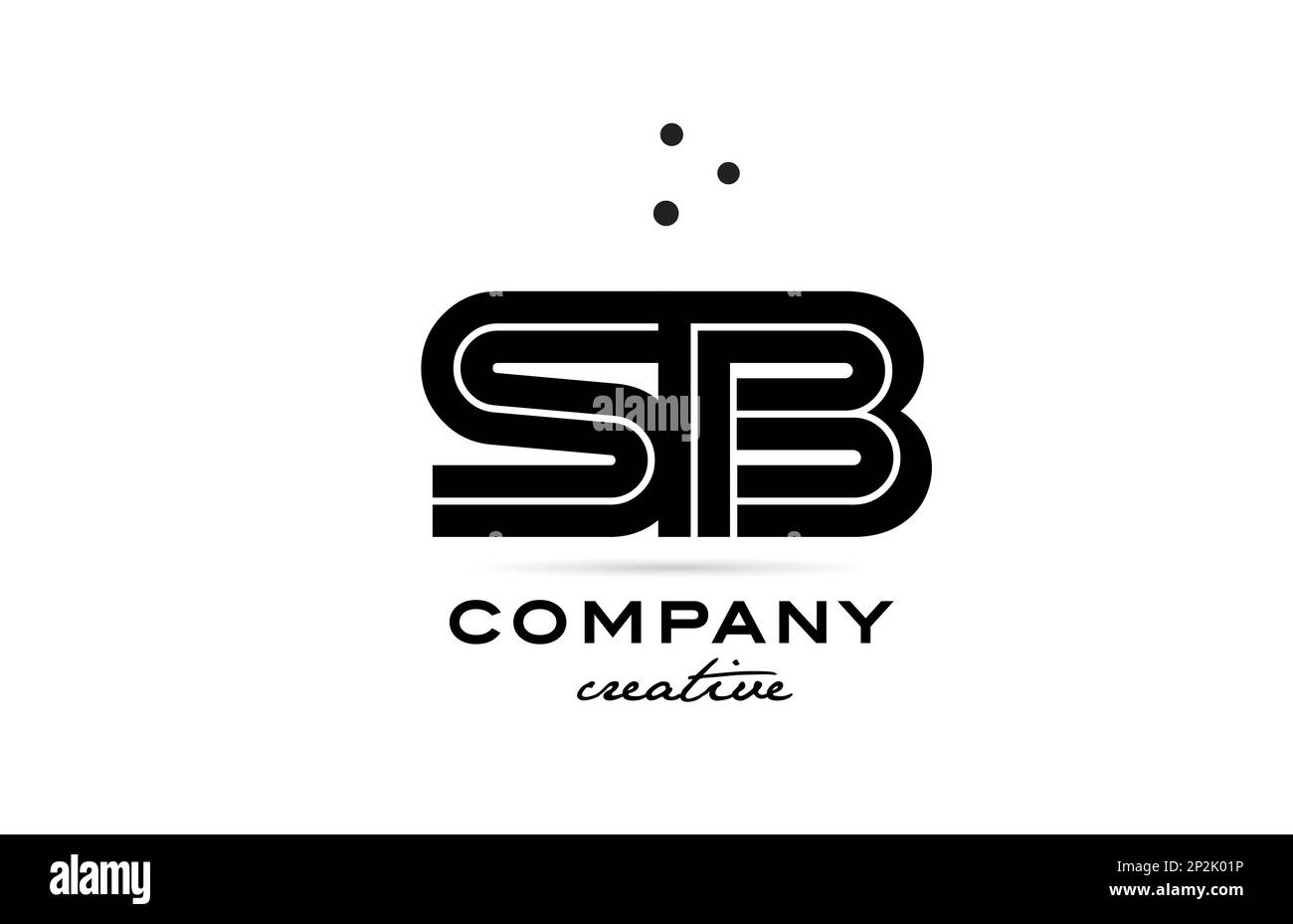 SB Schwarz-Weiß-Logo mit Buchstaben und Punkten. Wir sind dem kreativen Vorlagendesign für Unternehmen und Unternehmen beigetreten Stock Vektor
