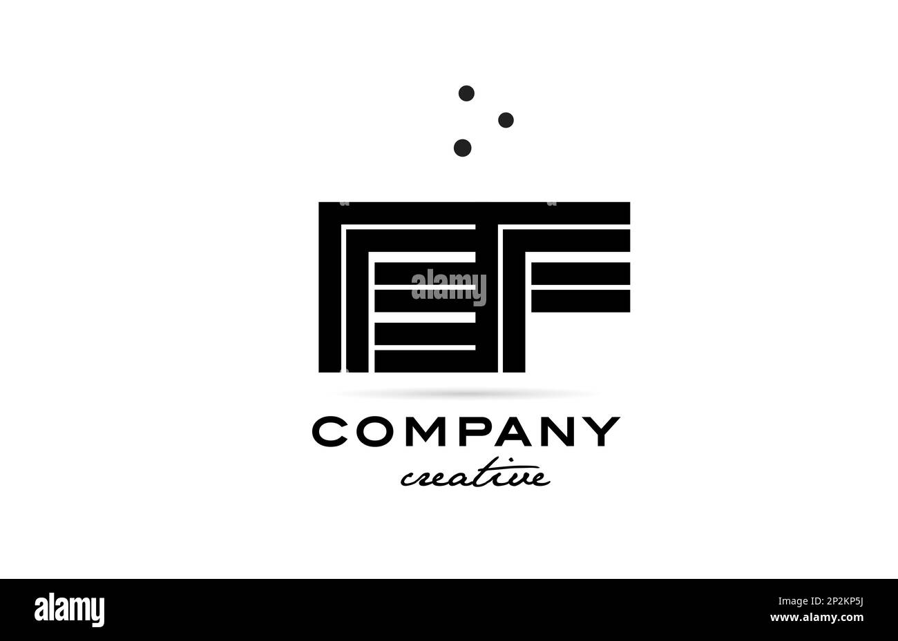 EF Schwarz-Weiß-Logo mit Buchstaben und Punkten. Wir sind dem kreativen Vorlagendesign für Unternehmen und Unternehmen beigetreten Stock Vektor