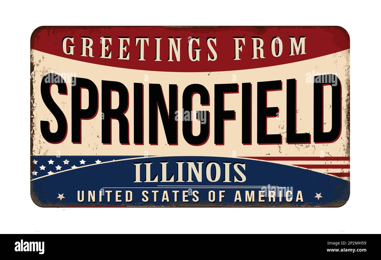 Grußwort von Springfield aus rostigem Metall im Vintage-Stil auf weißem Hintergrund, Vektorbild Stock Vektor