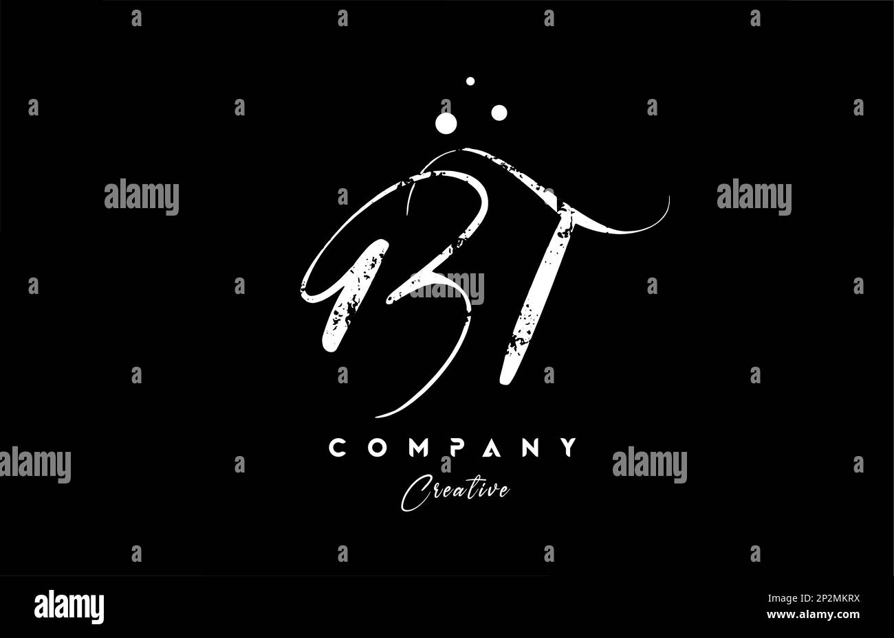 Kombination aus klassischem BT-Logo mit Buchstaben und Punkten. Kreative handgeschriebene Vorlage für Unternehmen und Unternehmen Stock Vektor