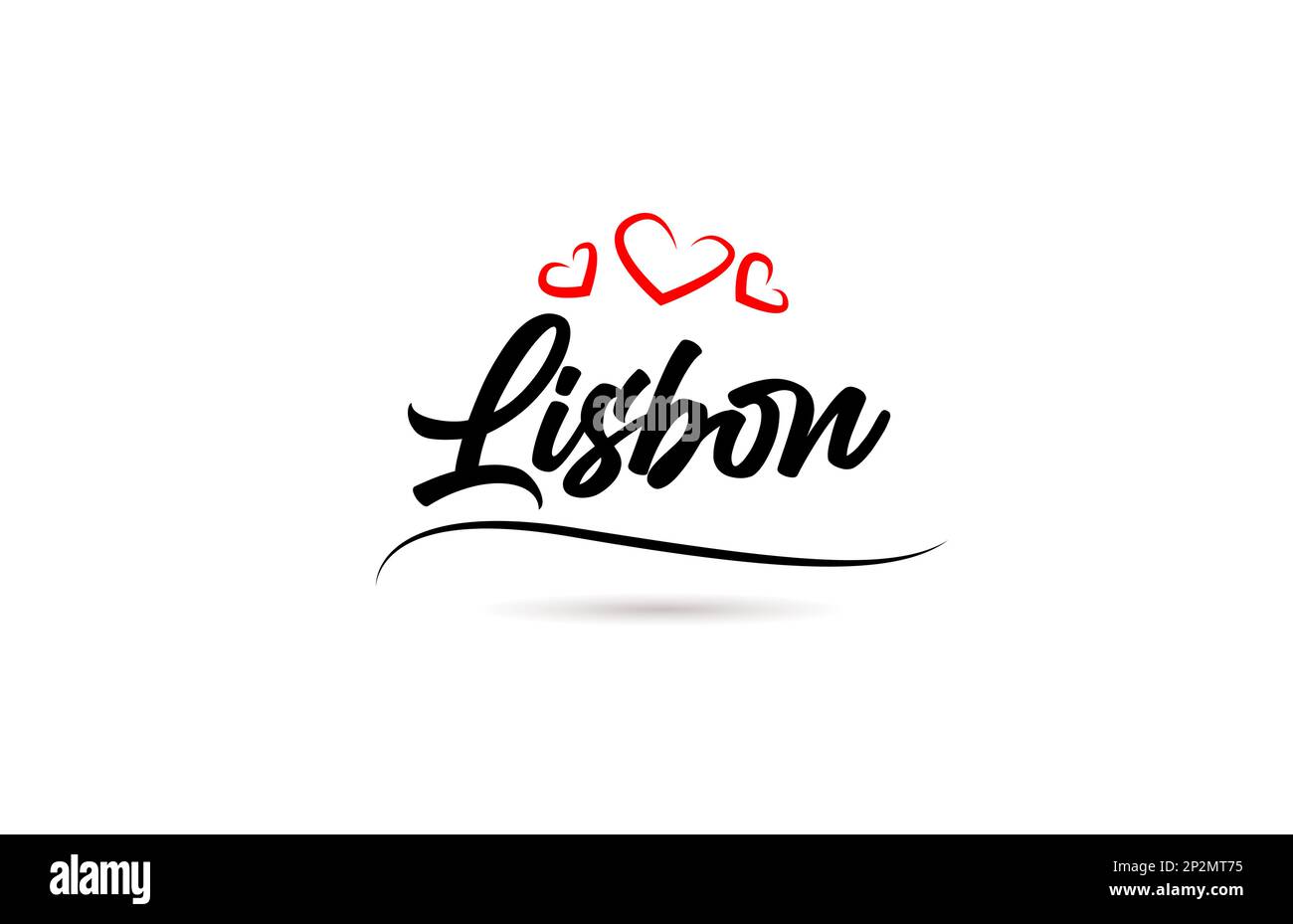 Lissabon, europäische Stadt, Schriftzug mit Liebe. Handschrift. Moderne Kalligraphie Stock Vektor