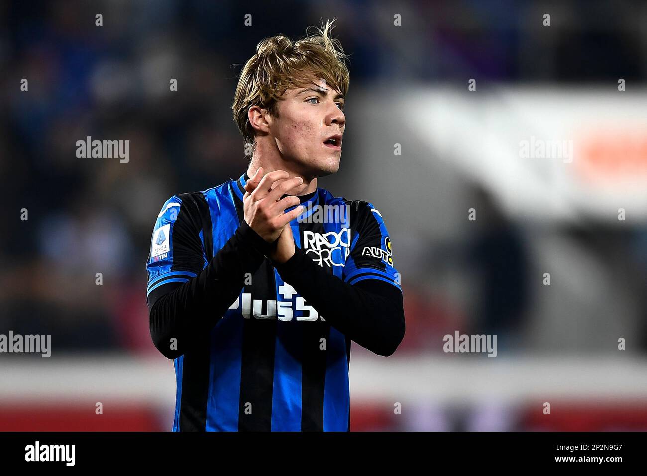 Bergamo, Italien. 04. März 2023 Rasmus Hojlund von Atalanta BC zeigt während des Fußballspiels der Serie A zwischen Atalanta BC und Udinese Calcio. Kredit: Nicolò Campo/Alamy Live News Stockfoto