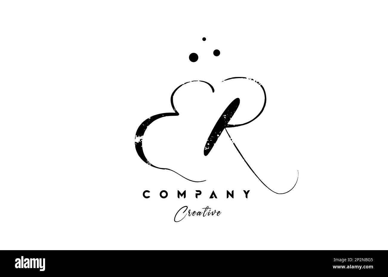 Kombination aus klassischem er-Logo und Punktmuster. Kreative handgeschriebene Vorlage für Unternehmen und Unternehmen Stock Vektor