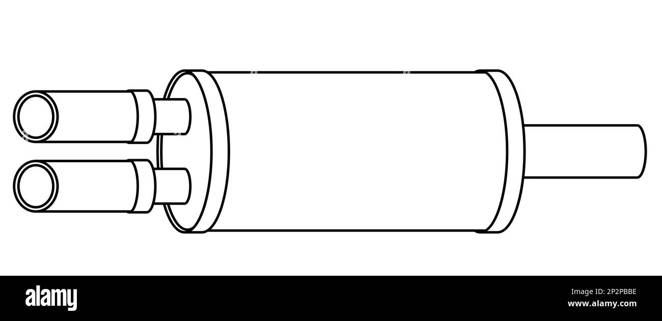 Konturdarstellung eines Auspuffschalldämpfers Stock Vektor