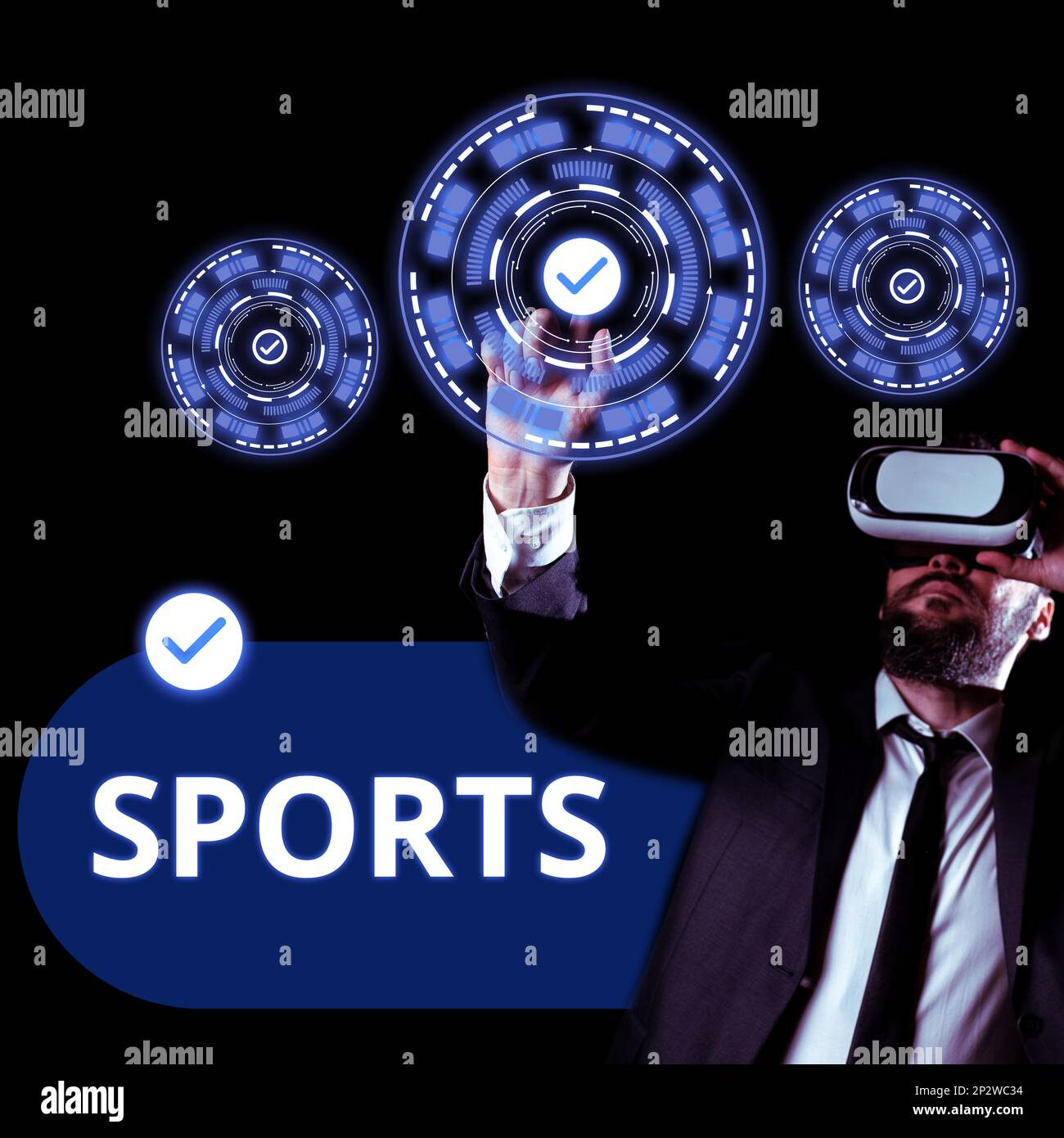 Schild mit Sportszenen. Ein Wort über Aktivität, körperliche Anstrengung und Fertigkeiten, bei denen Einzelpersonen oder Teams gegeneinander antreten Stockfoto