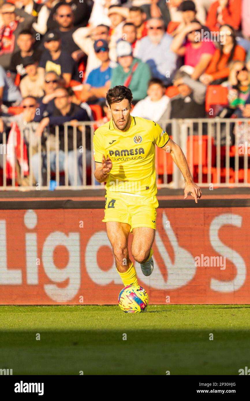 Almeria, Spanien. 04. März 2023. Alfonso Pedraza wurde während des Spiels der LaLiga Smartbank 2022/2023 zwischen UD Almeria und Villarreal CF im Power Horse Stadium gesehen. (Endstand: UD Almeria 0:2 Villarreal CF). (Foto: Francis Gonzalez/SOPA Images/Sipa USA) Guthaben: SIPA USA/Alamy Live News Stockfoto