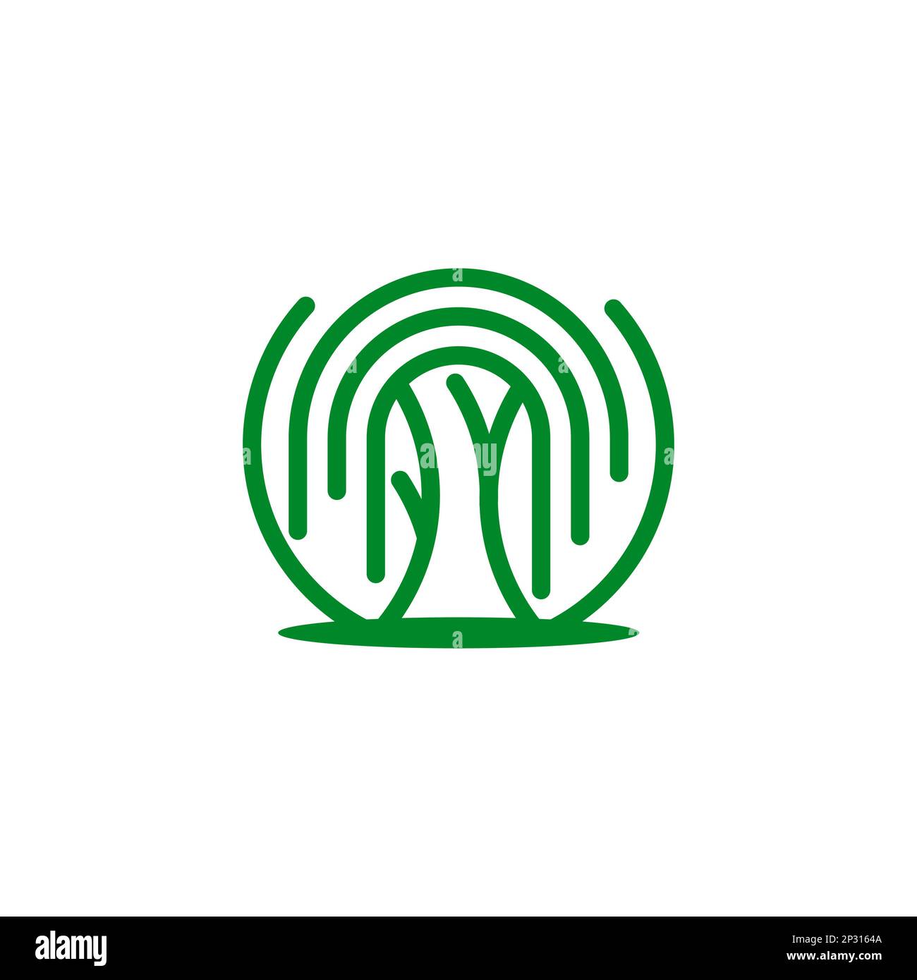 Eiche oder banyan Tree Line Art Logo Symbol Design Vector Illustration.EPS 10 Stock Vektor