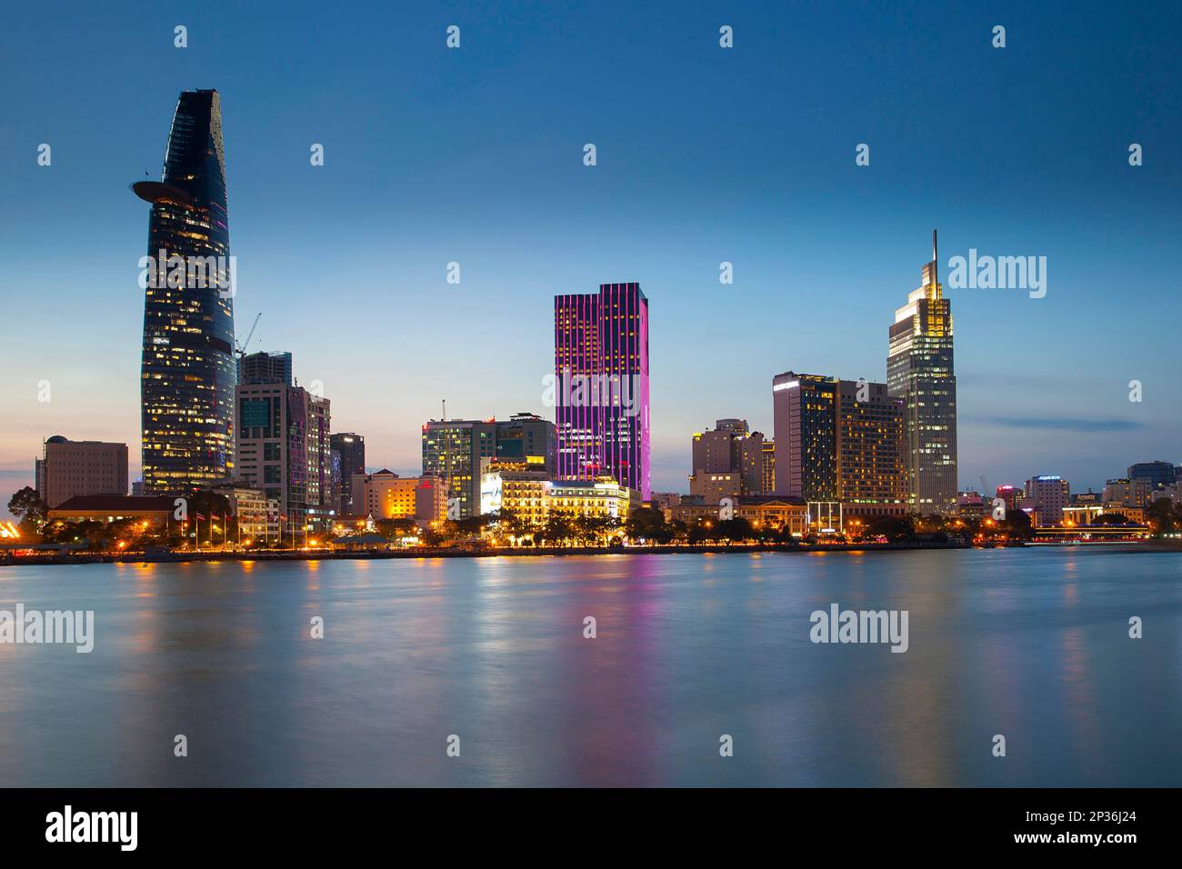 Saigon, Zentrum mit Bitexo Tower, Distrikt 1, Ho Chi Minh Stadt, Vietnam Stockfoto