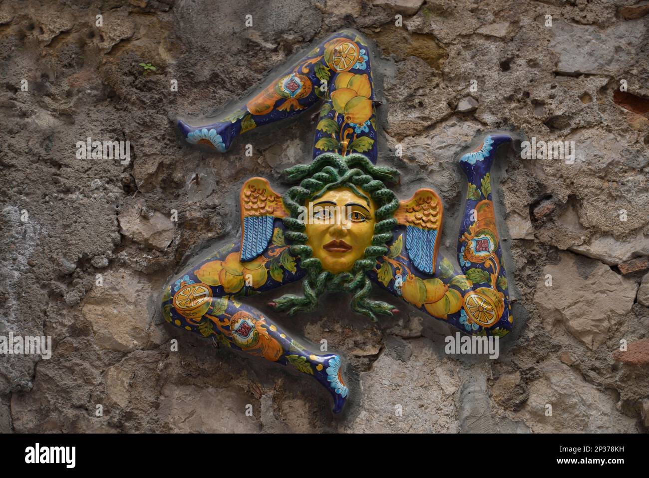 Trinacria, Keramik, Taormina, Sizilien, Italien Stockfoto