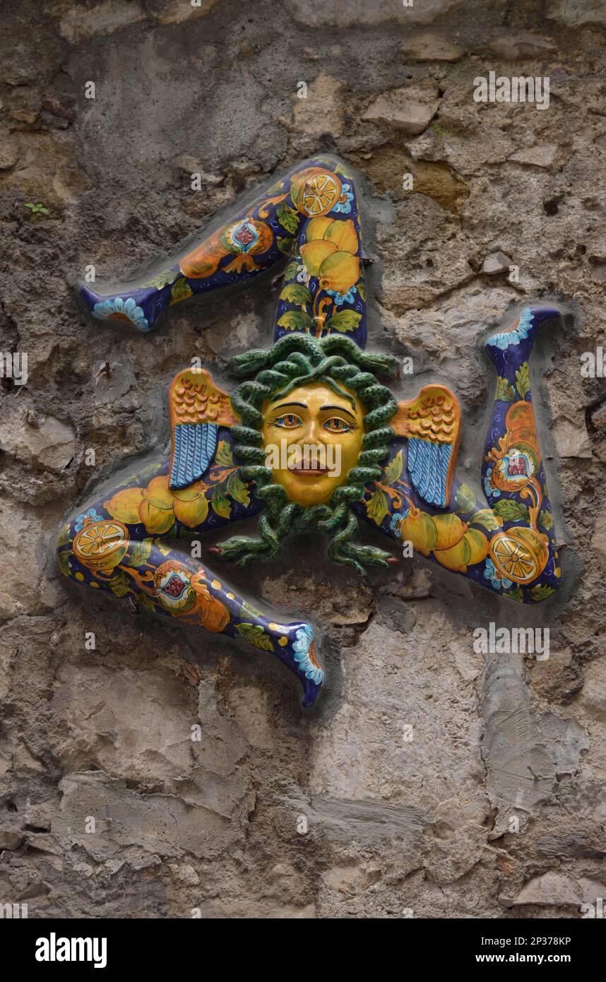 Trinacria, Keramik, Taormina, Sizilien, Italien Stockfoto