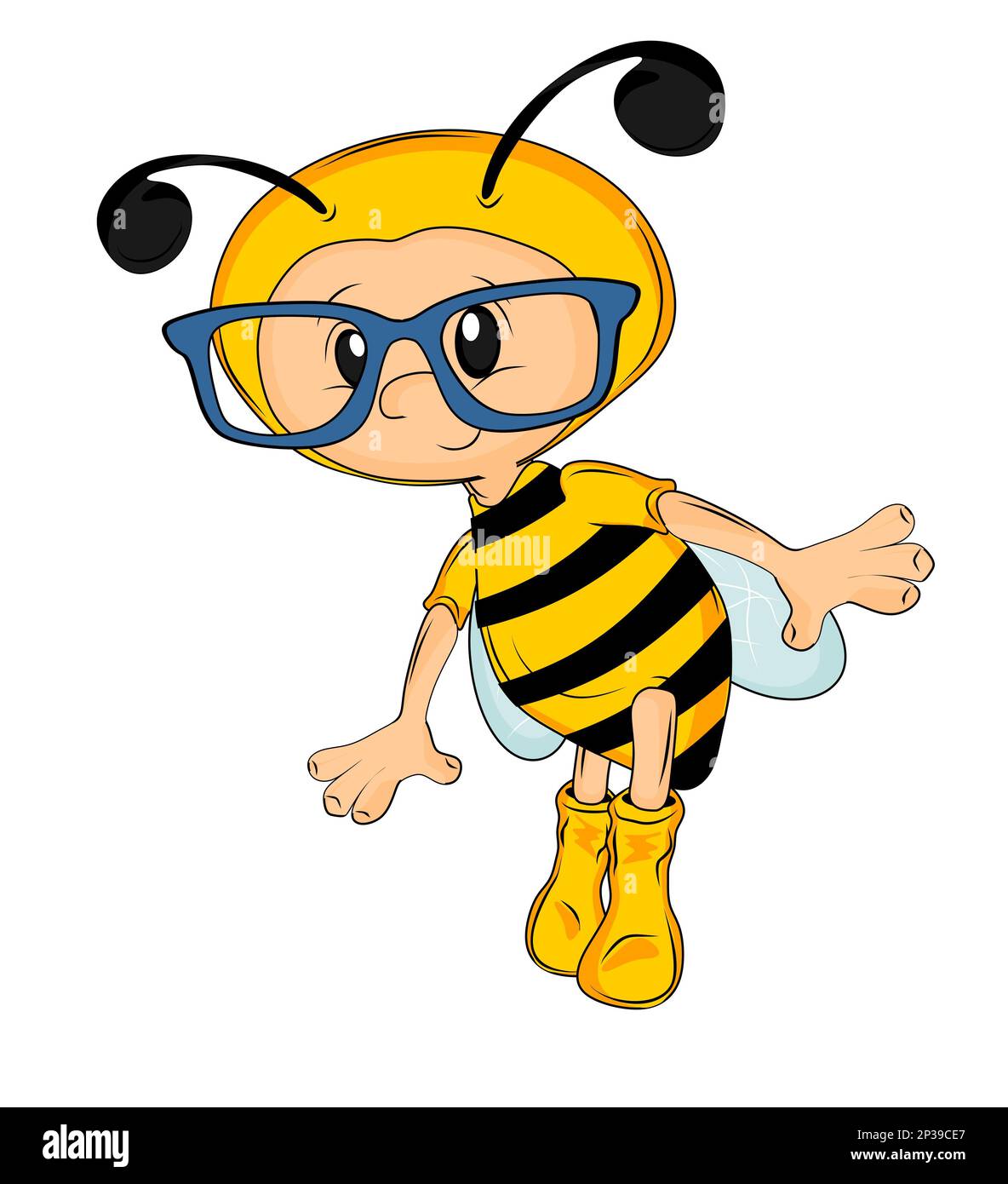 Süße Biene mit Brille Stockfoto