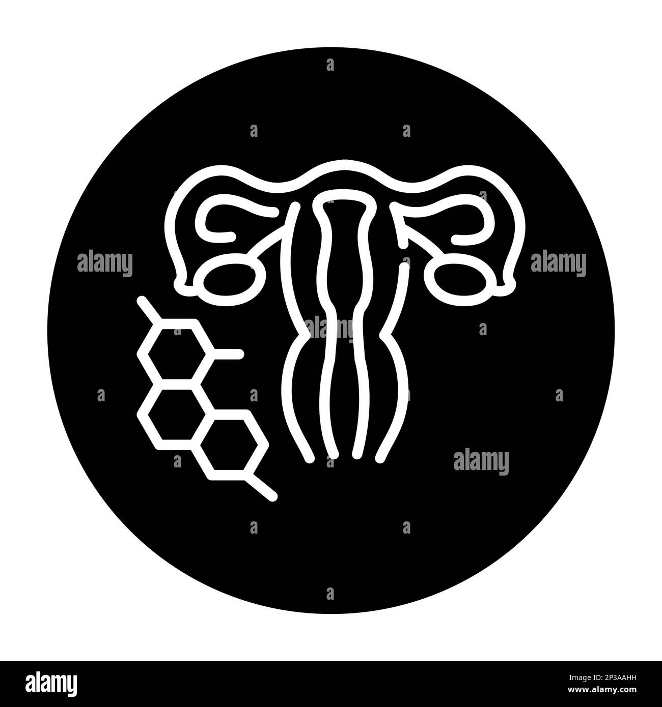 Stimulation durch Hormone schwarzes Liniensymbol. Düngung. Stock Vektor