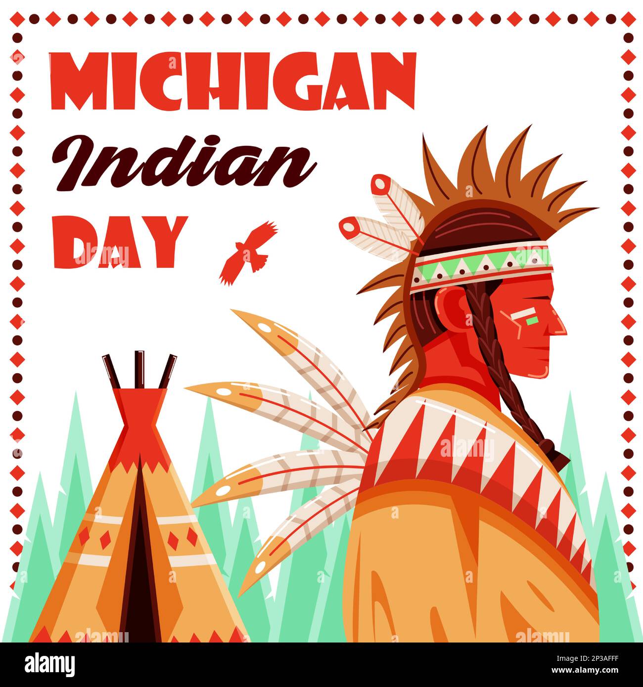 Michigan-Indianertag, Häuptling. Geeignet für Veranstaltungen Stock Vektor