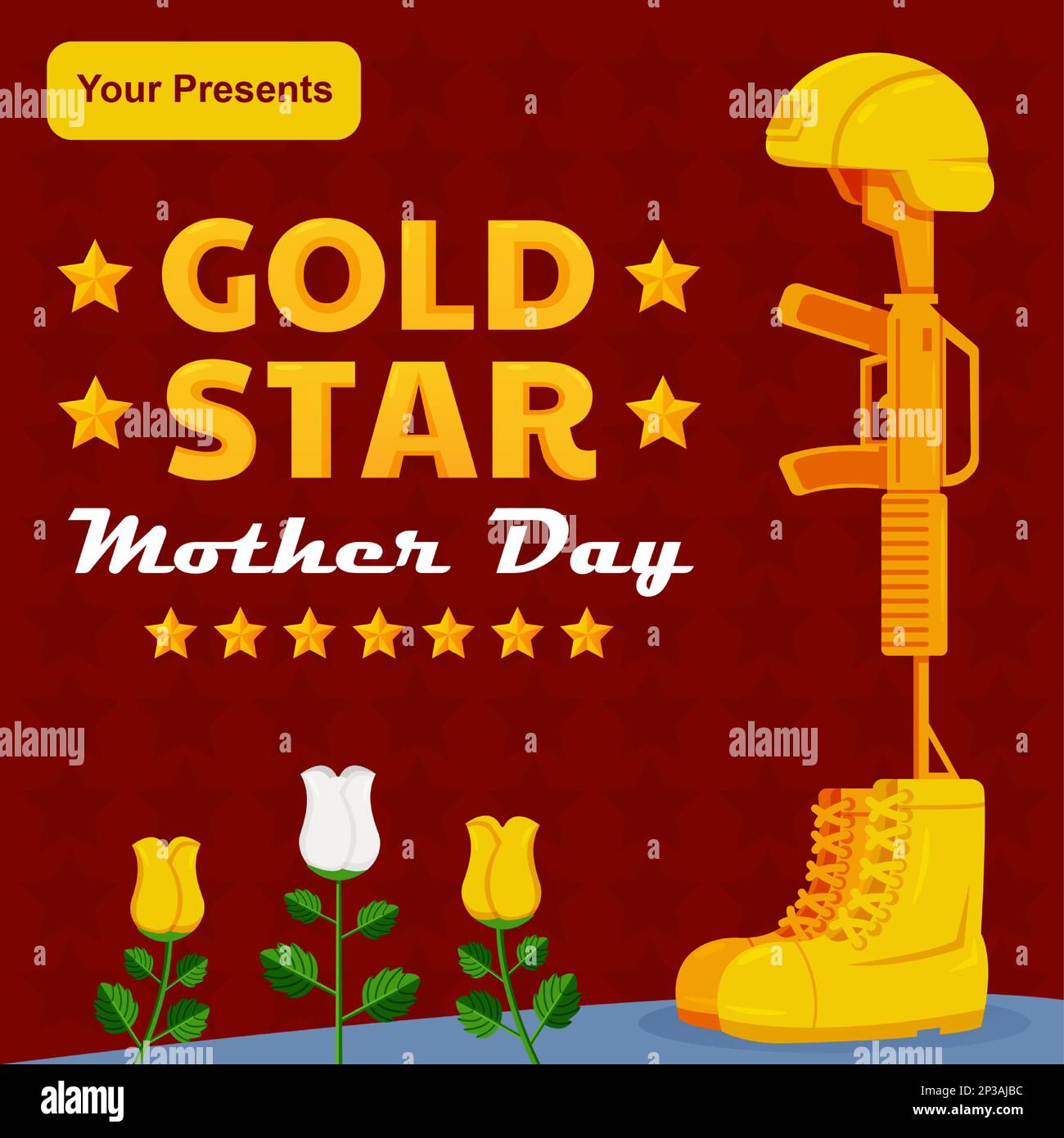 Goldstern zum Muttertag, Kriegerstatue Stock Vektor
