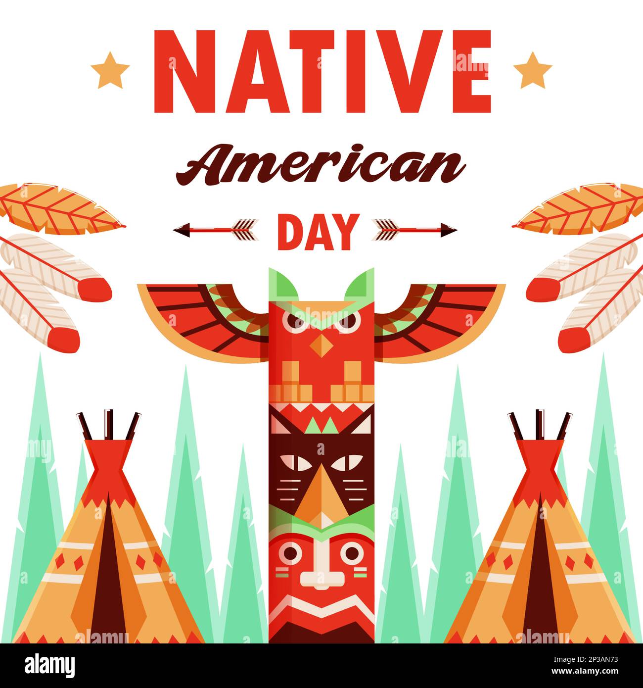 Ureinwohner-American-Day, Indianerstamm-Totem. Geeignet für Veranstaltungen Stock Vektor