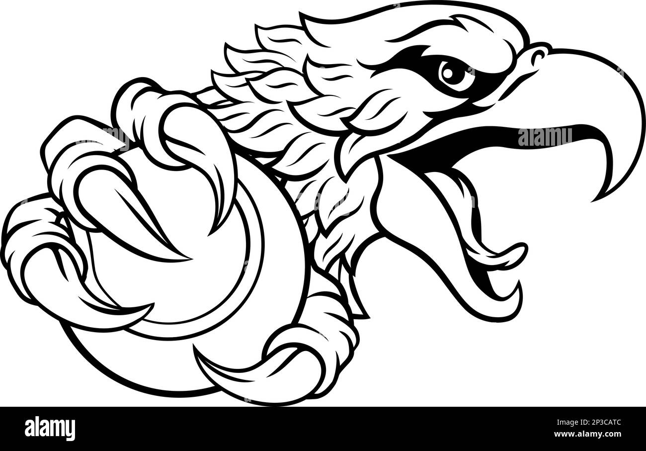 Eagle Hawk Tennis Ball Cartoon Sports Team Maskottchen Stock Vektor