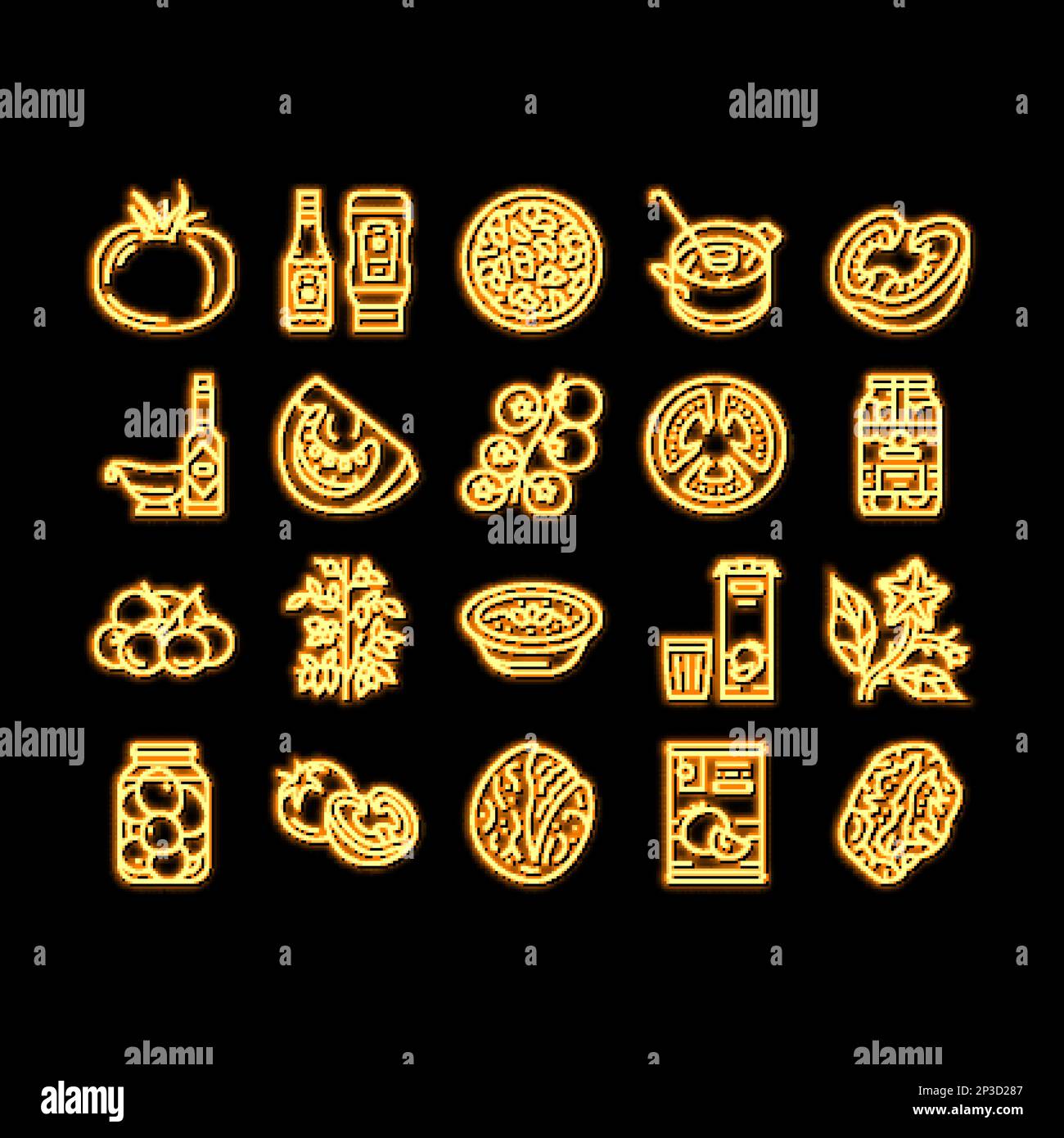 Abbildung des Symbols Tomate Natural Vitamin Gemüse Neon Glow Stock Vektor