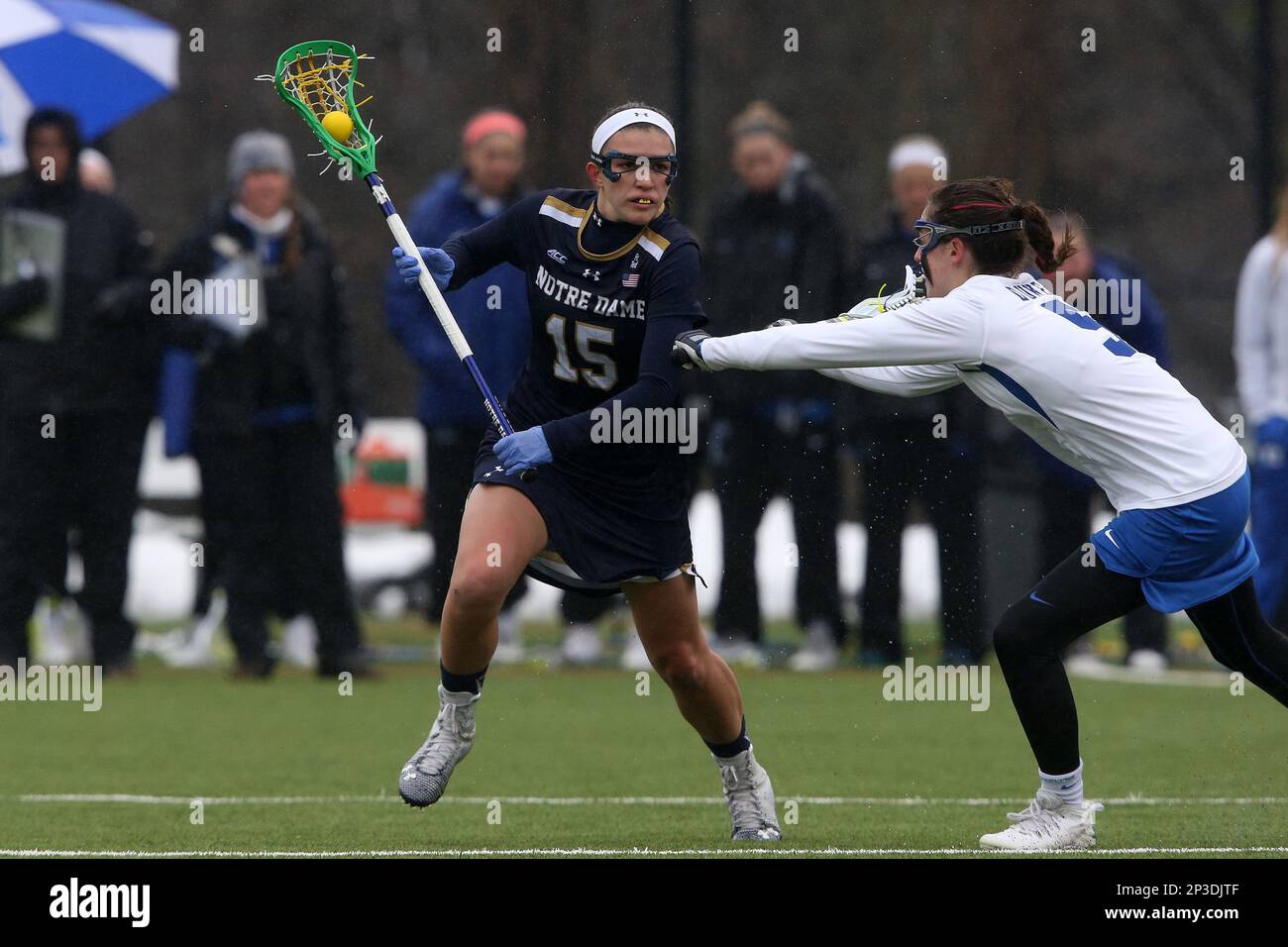 01 March 2015 Notre Dame's Cortney Fortunato (15) and Duke's Maura