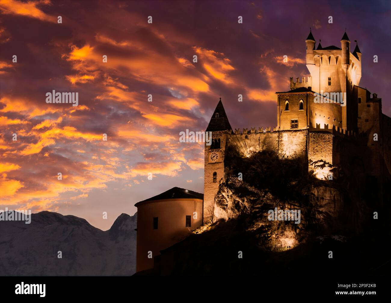Italien valle d'Aosta Saint Pierre das Schloss - Jetzt Museum der Naturwissenschaften Stockfoto