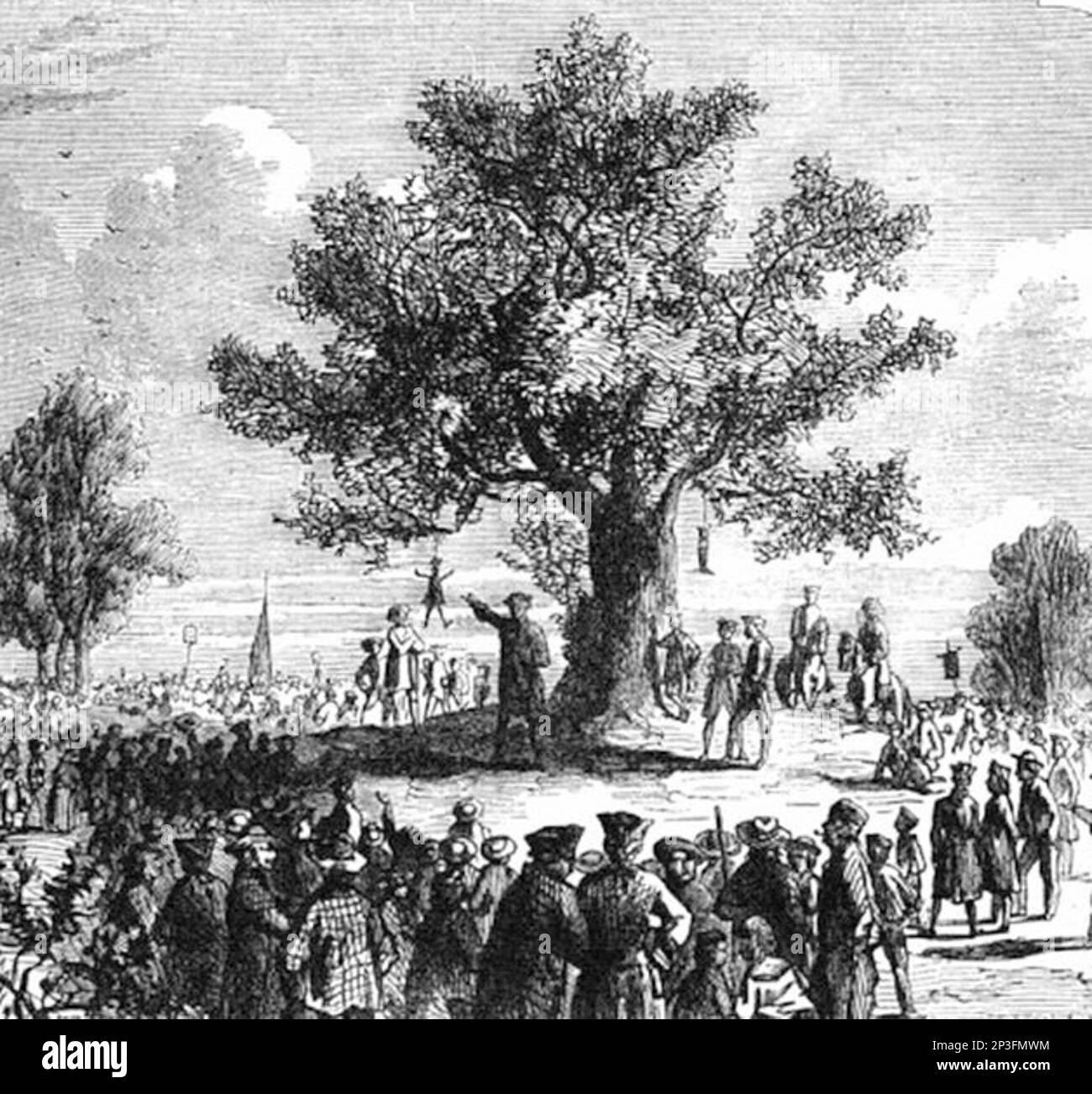 Die Kolonisten Unter Dem Liberty Tree, Stockfoto