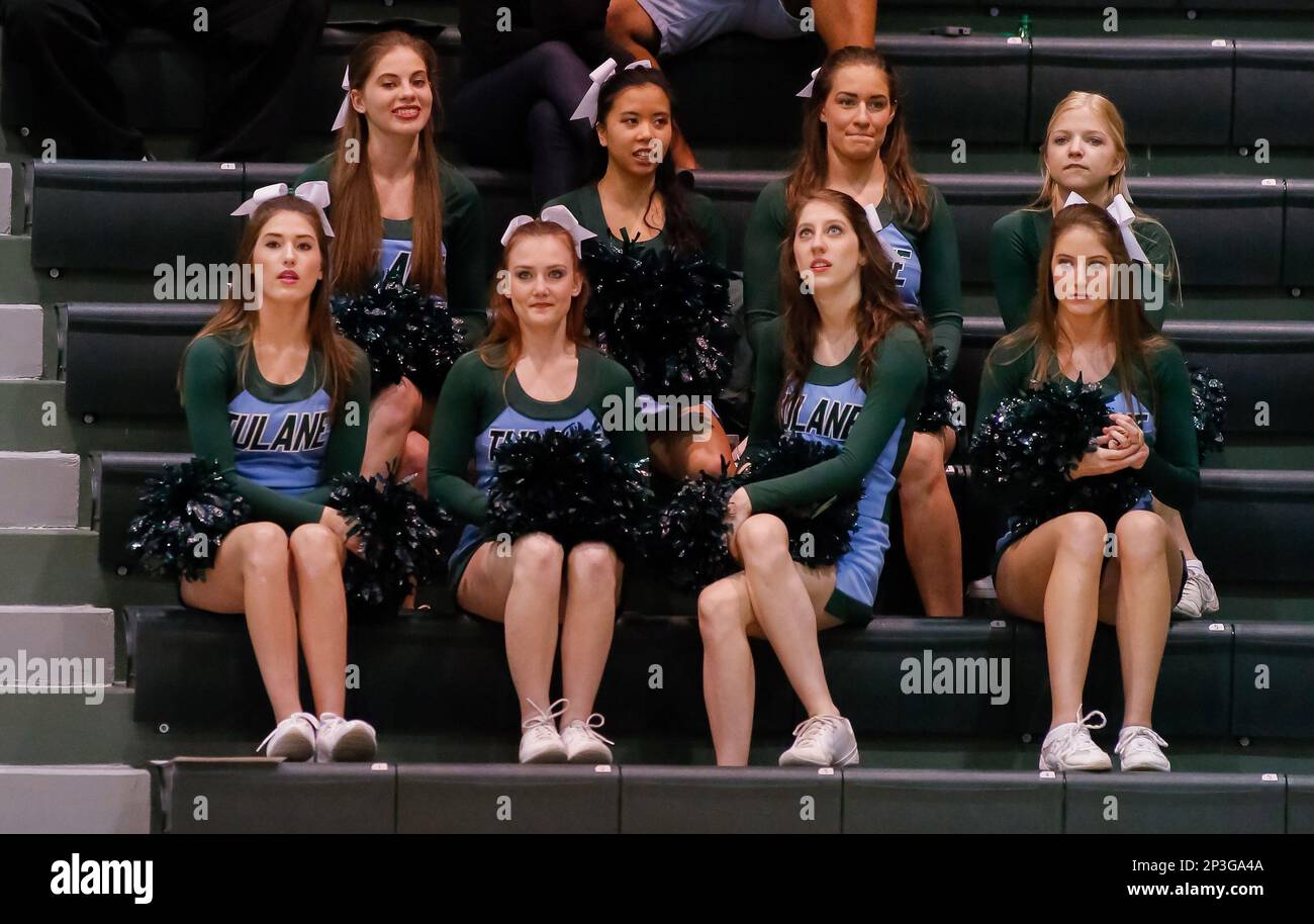 February 10, 2015 Tulane Green Wave cheerleaders during the game between the Tulane Green Wave