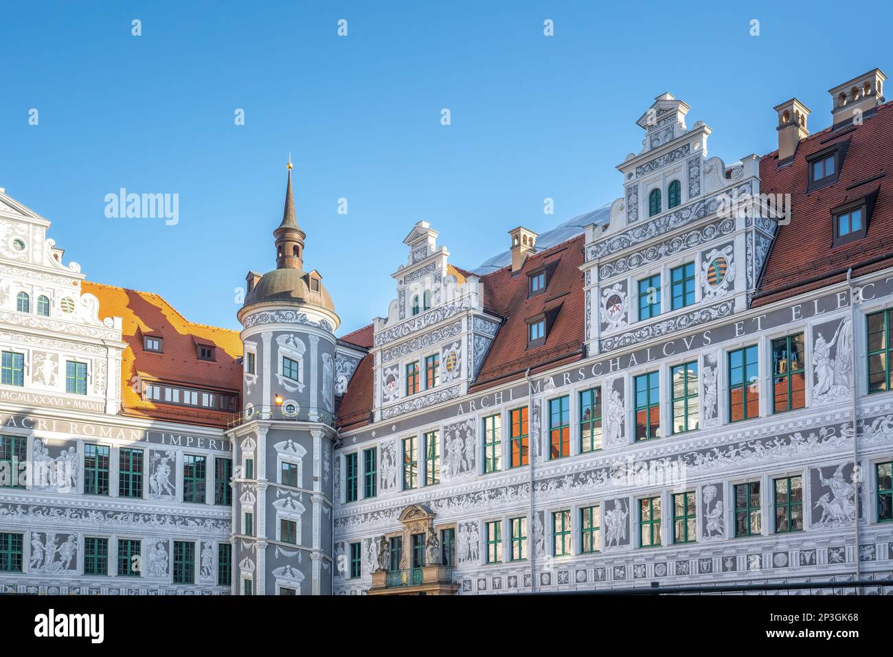 Großer Innenhof des Dresdner Schlosses (Residenzschloss) - Dresden, Sachsen, Deutschland Stockfoto