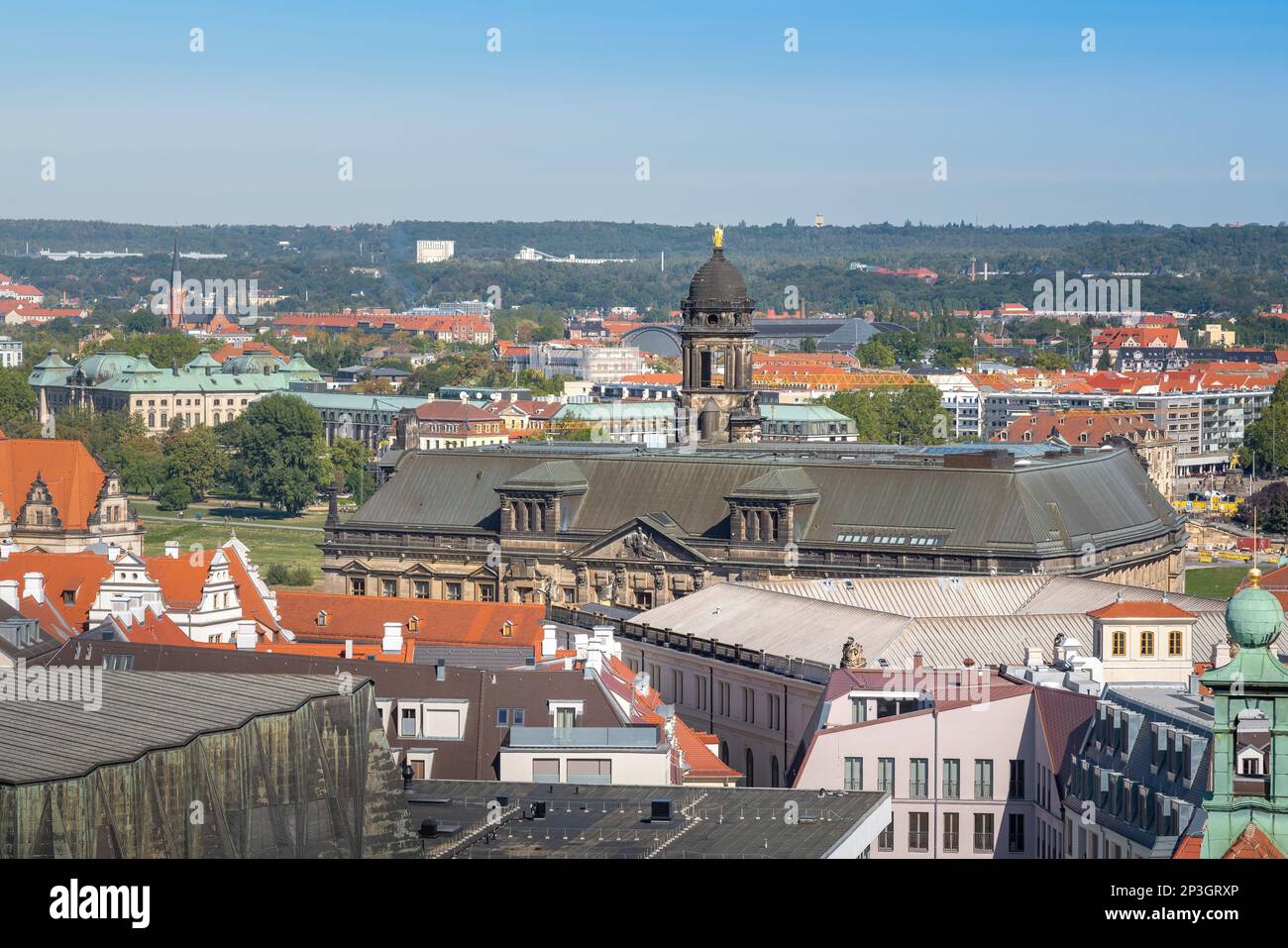 Das Sachsische Standehaus - Oberlandesgericht Dresden - Dresden, Soxony, Deutschland aus der Vogelperspektive Stockfoto