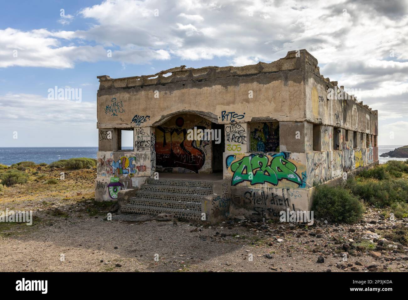 Ehemaliger „Sanatorio de Abona“, die Lepra-Station von Abades, Teneriffa, Kanarische Inseln. Stockfoto