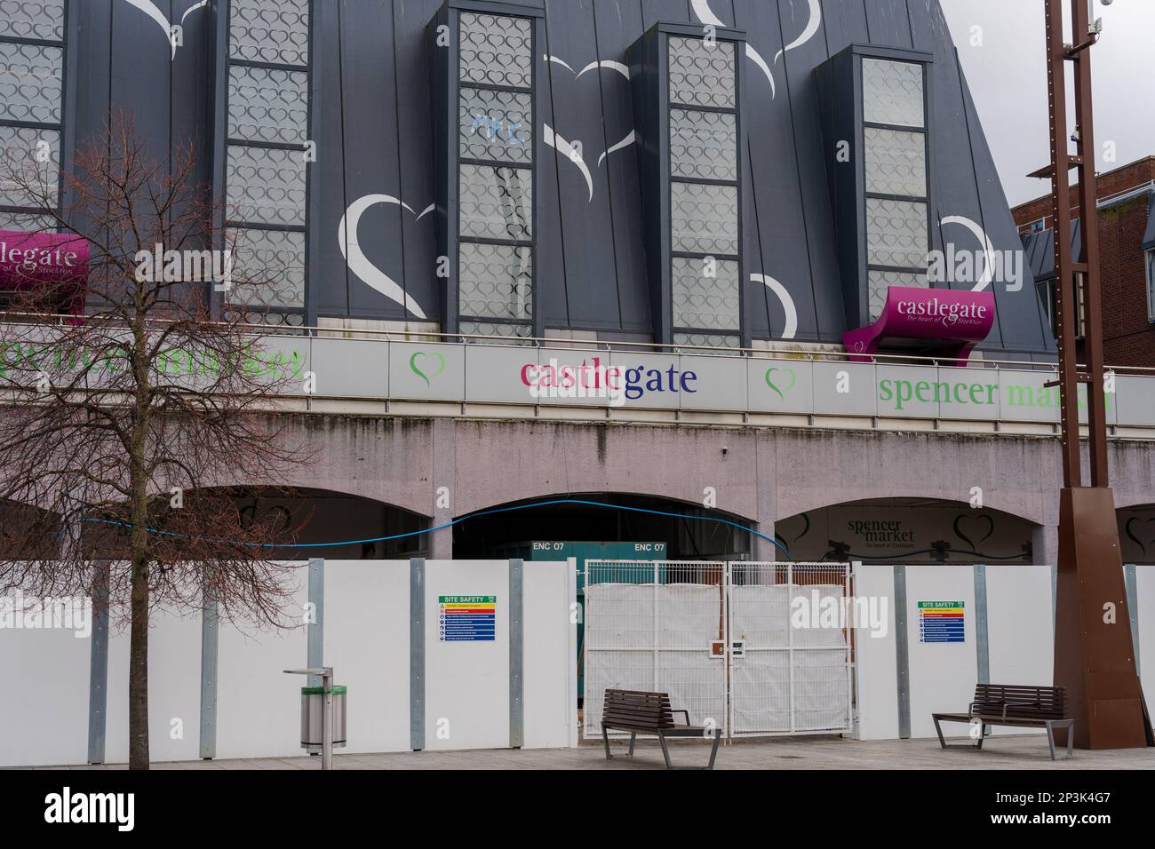 Das Castlegate Einkaufszentrum, das im Rahmen der Regenerationspläne der Stockton Waterfront für den Abriss geplant ist. Stockton on Tees, Großbritannien. Stockfoto