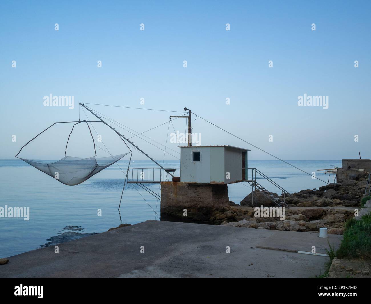 Fischernetze über der Adria Stockfoto