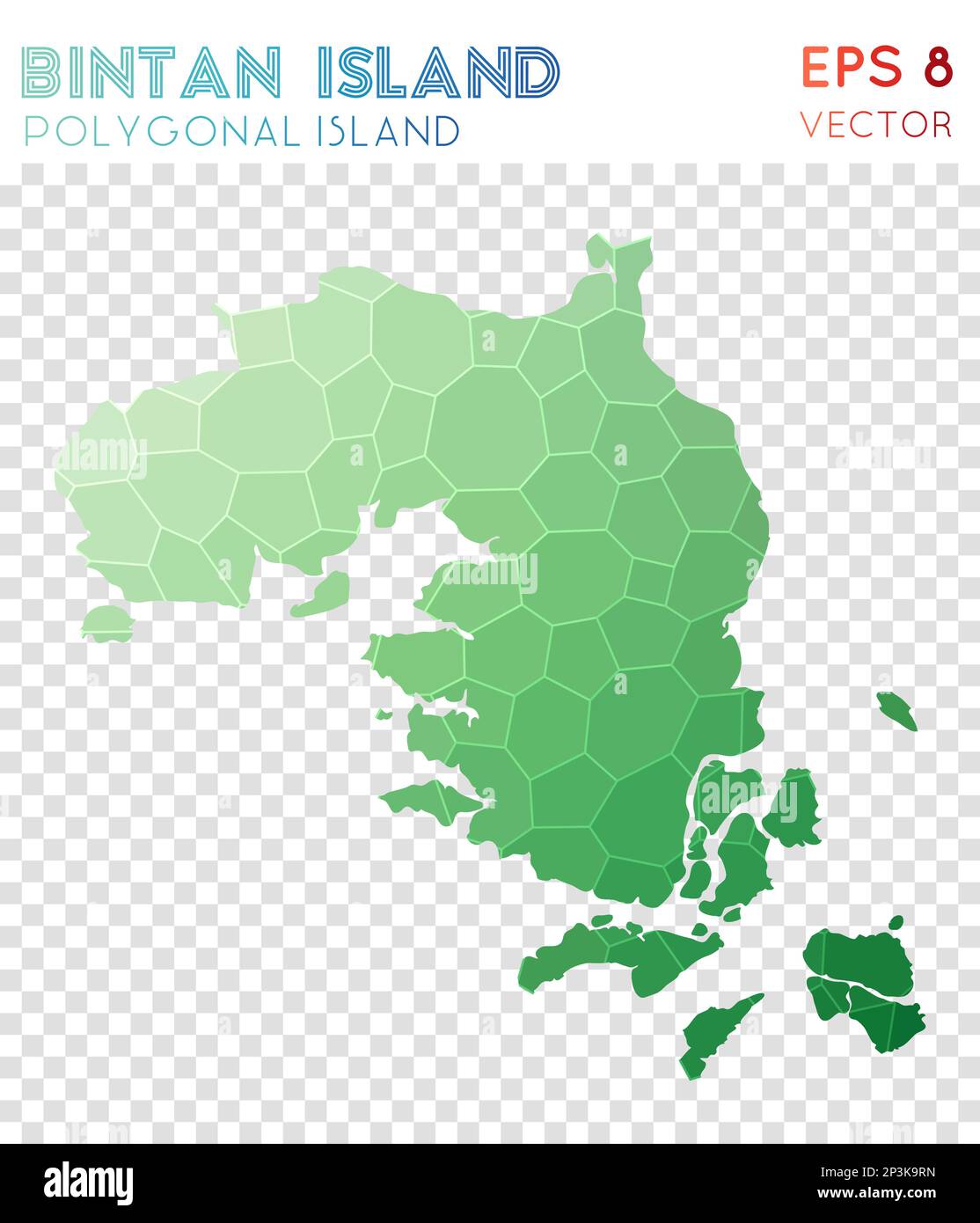Vieleckige Karte der Insel Bintan, Insel im Mosaikstil. Unglaublicher Low-Poly-Stil, modernes Design. Polygonale Karte der Insel Bintan für Infografiken oder Präsentationen Stock Vektor