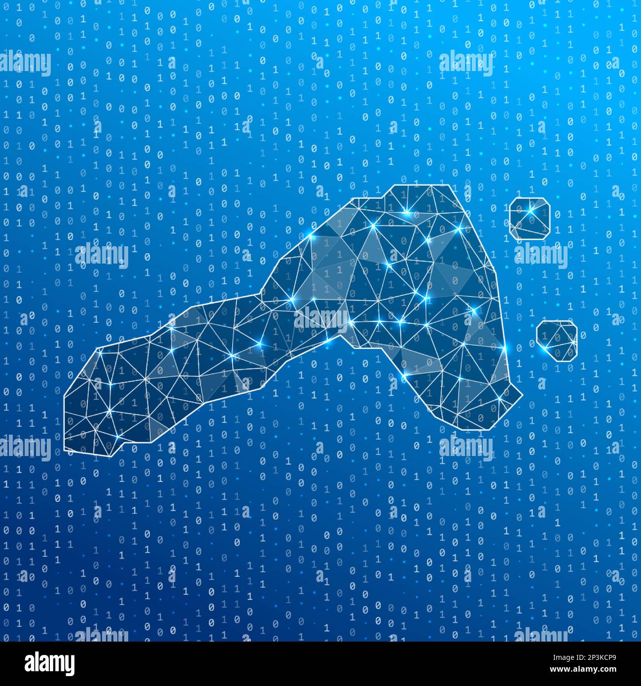 Netzwerkkarte von Ko Lipe. Karte der digitalen Verbindungen der Insel. Technologie, Internet, Netzwerk, Telekommunikationskonzept. Vektordarstellung. Stock Vektor