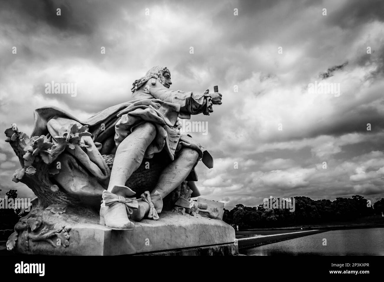 Statue Le de Molière, Château de Chantilly Stockfoto