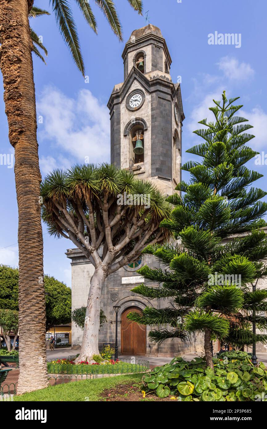 Wunderschöne Kirche Nuestra Senora de la Pena de Francia im Stadtzentrum von Puerto de la Cruz, Teneriffa, Kanarische Inseln Stockfoto