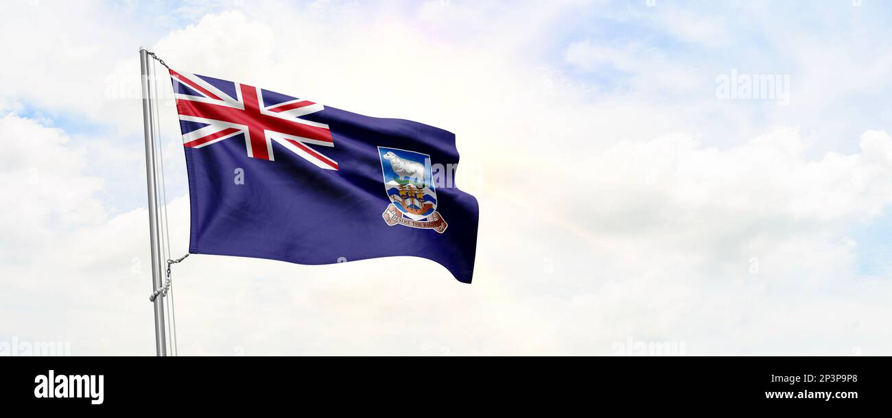 Falklandinseln-Flagge im Hintergrund. 3D-Rendering Stockfoto