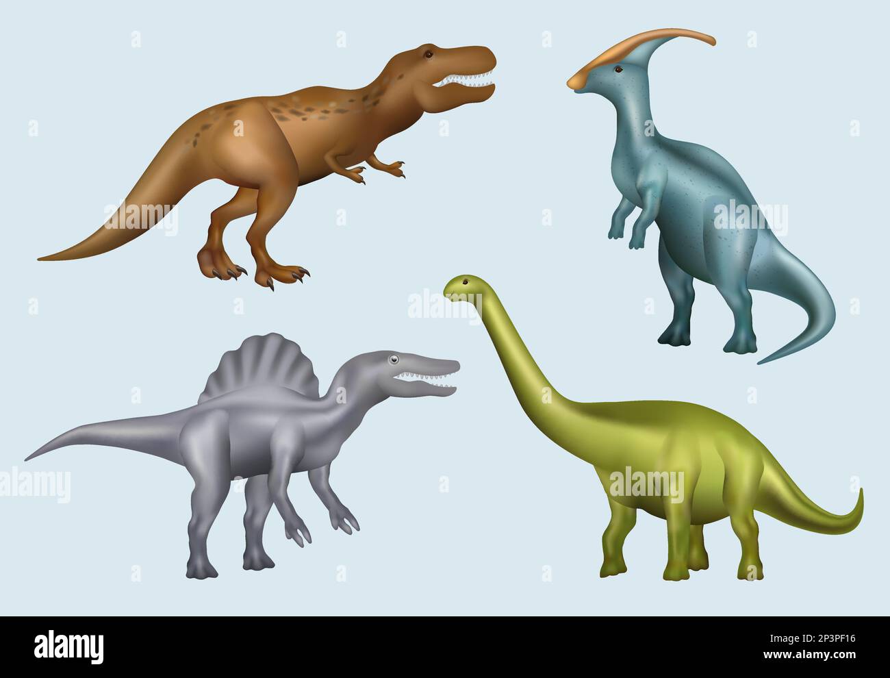 Realistischer Dinosaurier. Mesozoische Vorgeschichte wilde, große, aggressive Tiere Eidechsen Brachiosaurier anständige Vektoren gigantische Dinosaurier Stock Vektor