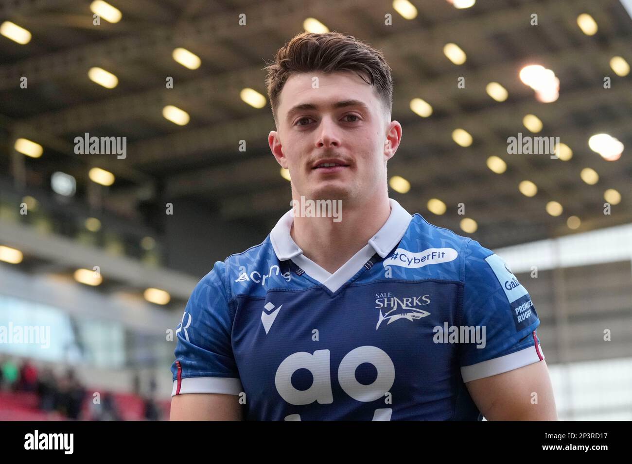 Eccles, Großbritannien. 05. März 2023. Raffi Quirke #21 von Sale Sharks salutiert die Fans nach dem Gallagher Premiership Match Sale Sharks vs Saracens im AJ Bell Stadium, Eccles, Großbritannien, 5. März 2023 (Foto von Steve Flynn/News Images) in Eccles, Großbritannien, am 3./5. März 2023. (Foto: Steve Flynn/News Images/Sipa USA) Guthaben: SIPA USA/Alamy Live News Stockfoto