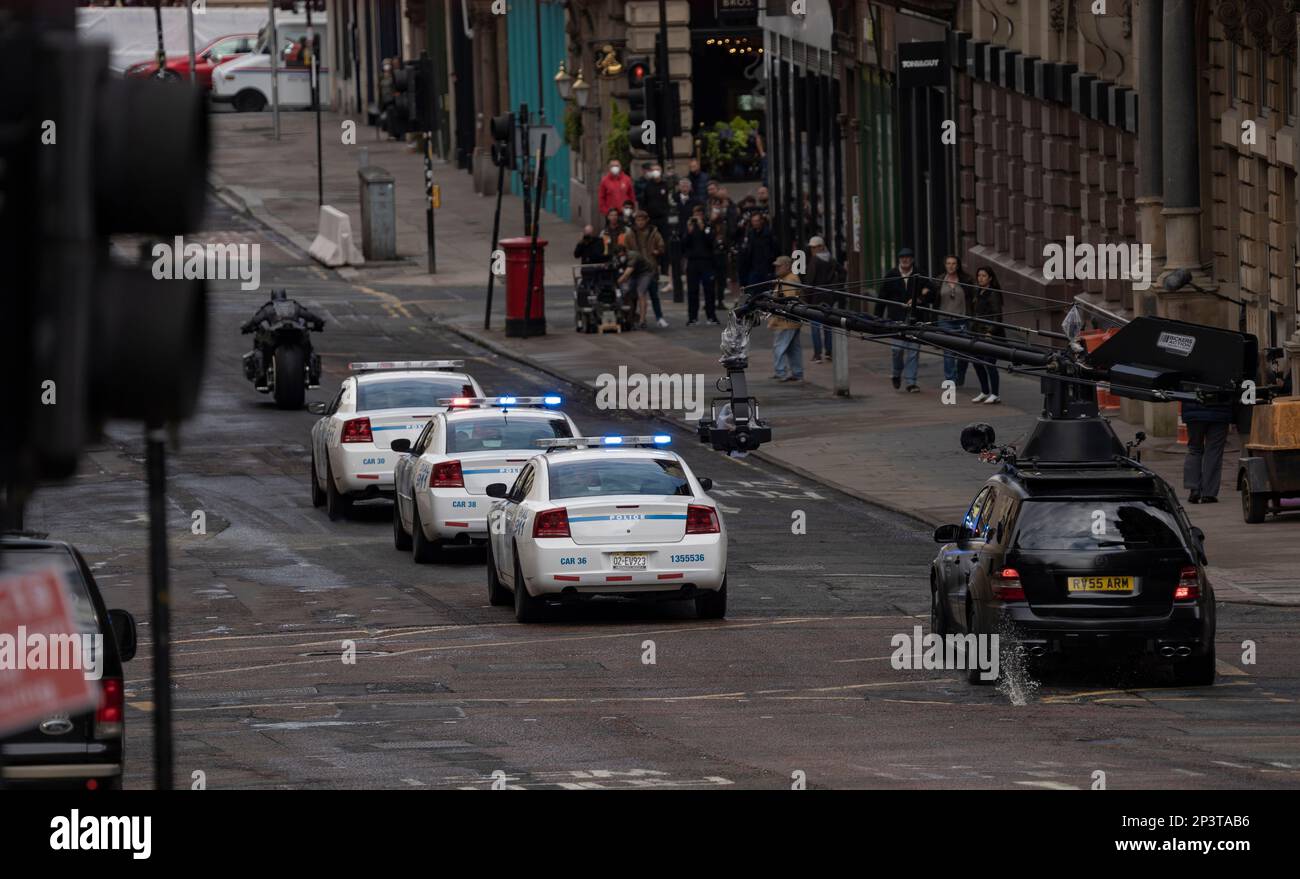 The Flash – Batman-Dreharbeiten in Glasgow. Stockfoto