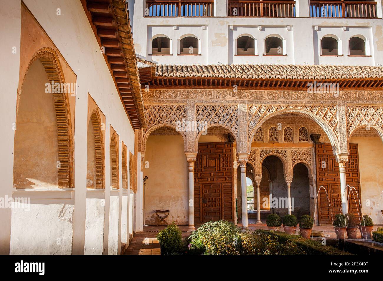 Patio De La Acequia (Hof der Bewässerung Graben). El Generalife. La Alhambra. Granada. Andalusien Stockfoto