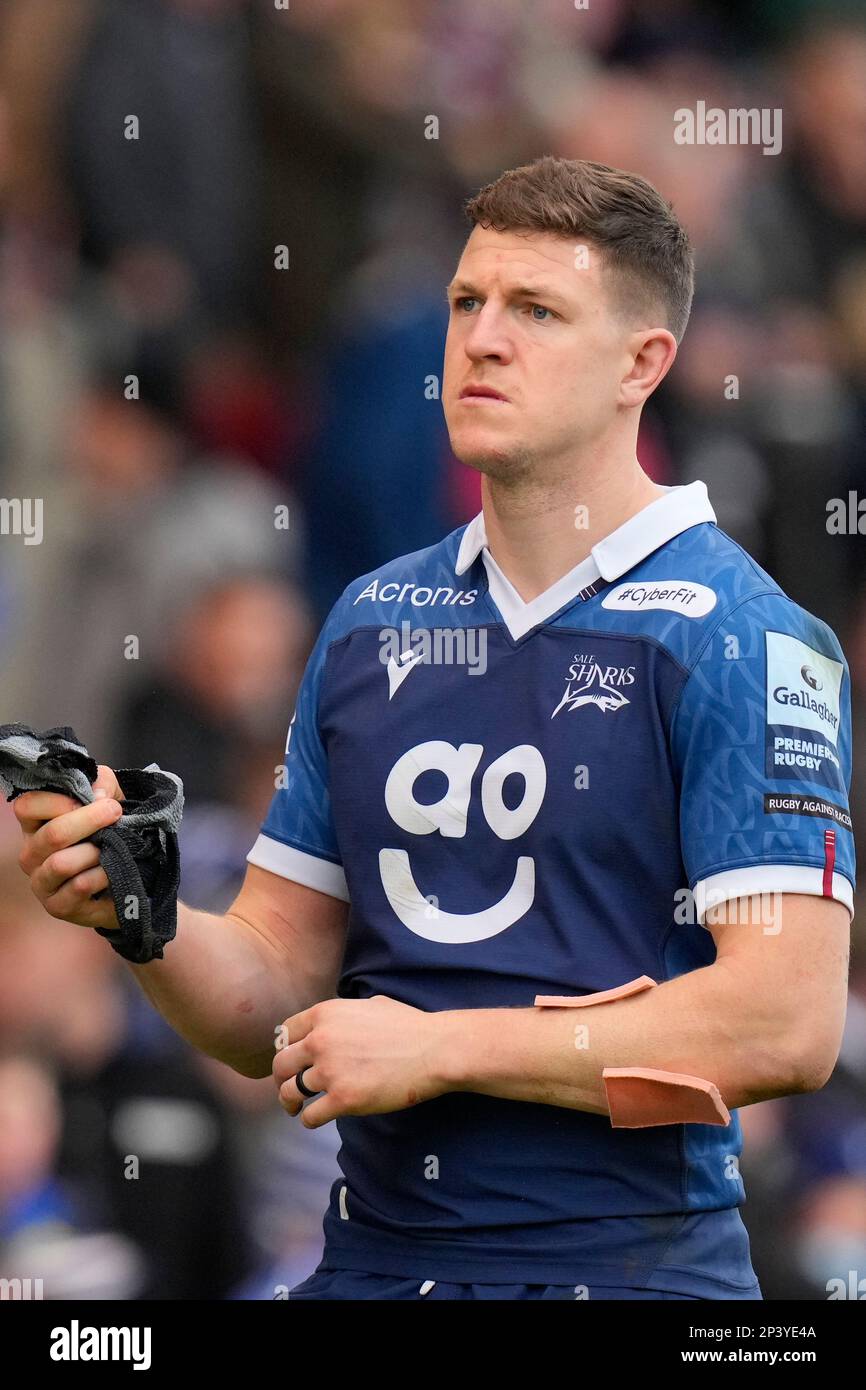 Sam James #13 of Sale Sharks after the Gallagher Premiership Match Sale Sharks vs Saracens at AJ Bell Stadium, Eccles, Großbritannien, 5. März 2023 (Foto: Steve Flynn/News Images) Stockfoto