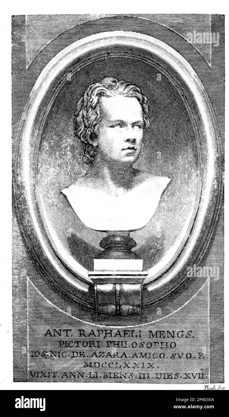 Portrait des deutschen Malers Anton Raphael MENGS ( Aussig , Deutschland 1728 - Rom , Italien 1779 ) , von Tommaso Piroli ( 1750 ca. - 1824 ) aus dem Marmorporträt des irischen Bildhauers Christopher Hewetson - ARTE - ARTI VISIVE - visula Arts - NEOCLASSICO - NEOCLASSICISMO - PITTORE - NEOKLASSIZISMUS - NEOKLASSIZISMUS - Rituto - busto - Scultura - Skulptur --- Archivio GBB Stockfoto