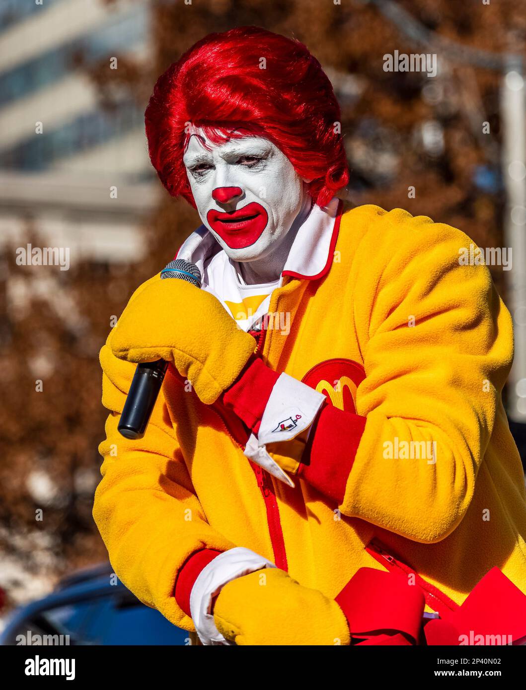 Ronald McDonald bei der Toronto Santa Claus Parade 2019. Stockfoto