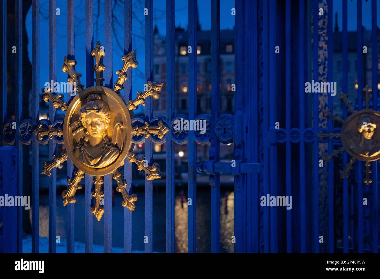 Detail von Blå porten in Stockholm, Schweden Stockfoto