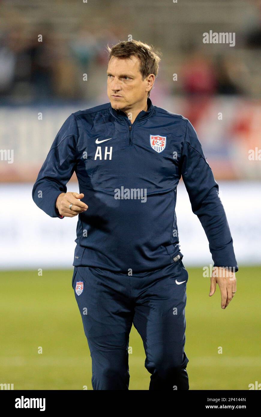 October 10, 2014: US Assistant Coach Andreas Herzog. The Men's National Team of the United States and the Men's National Team of Ecuador played to a 1-1 draw in an international friendly at Rentschler Field in East Hartford, CT. (Icon Sportswire via AP Images) Stockfoto