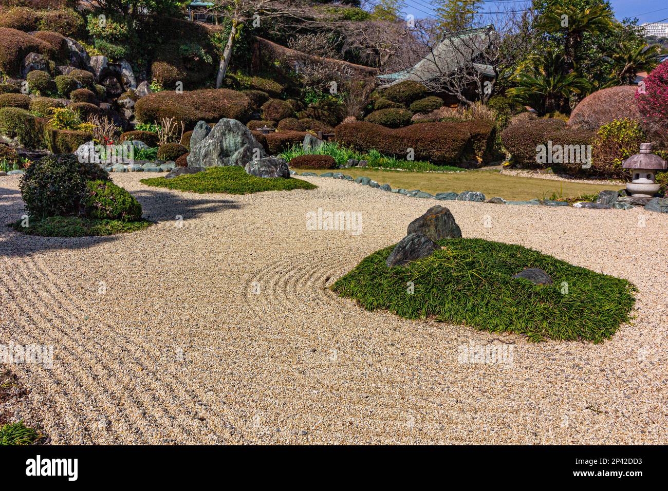 Kaizoji Tempel Zen Garten Atami - Kaizoji ist ein Tempel der Myoshinji Schule der Rinzai Sekte in den Hügeln von Atami. Es ist der Familientempel Stockfoto