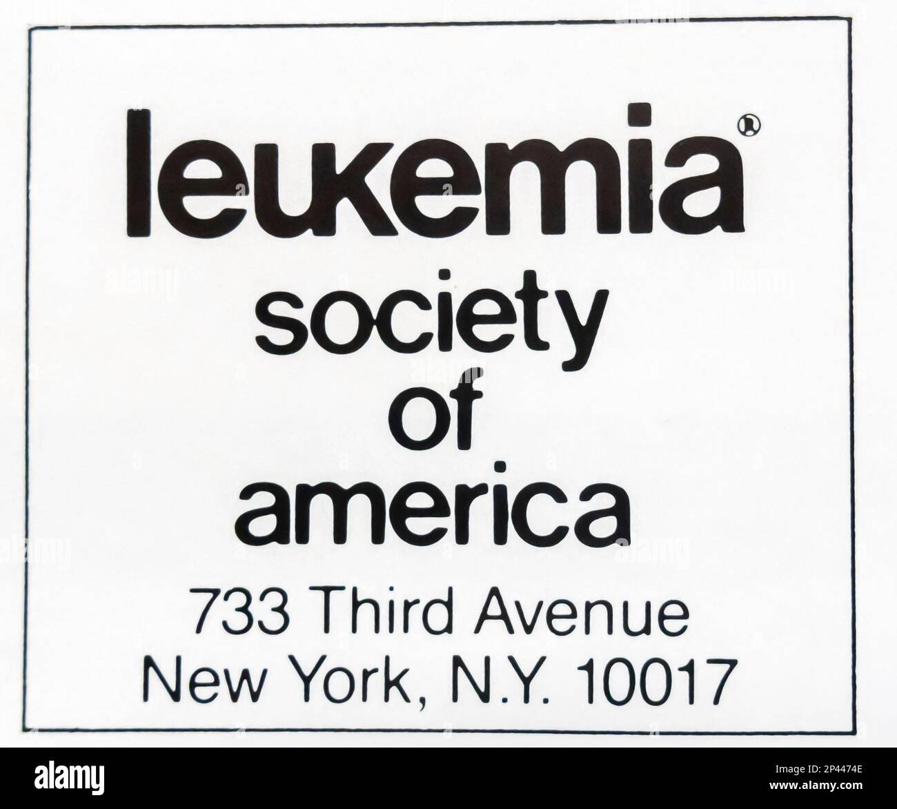 Leukämie-Socity of america-Werbespot in einem NatGeo-Magazin April 1991 Stockfoto